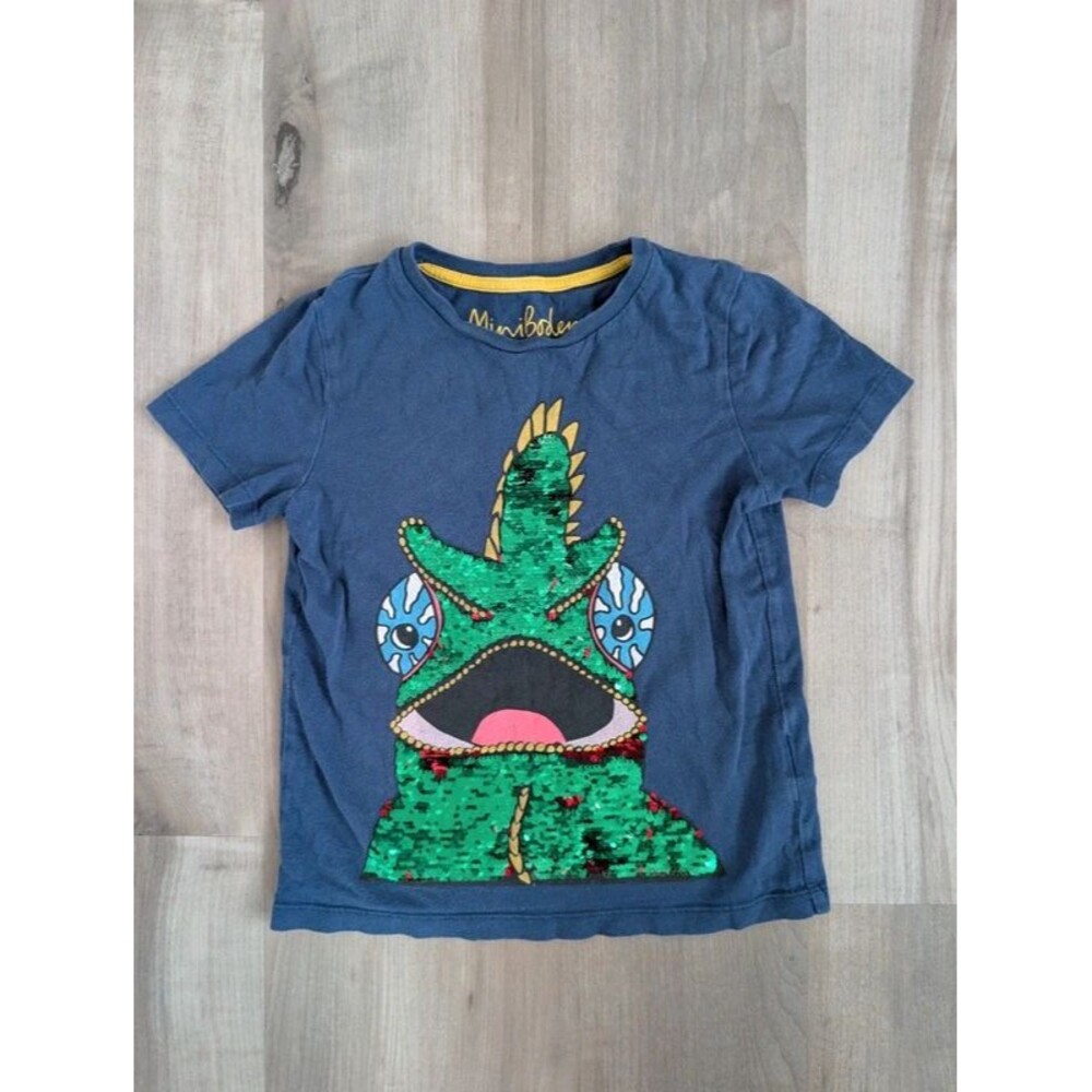 Mini Boden Fliappable Sequin Lizard Top, 5-6Y (U2)